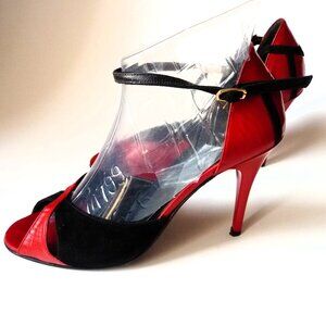 Madreselva Argentine Tango leather suede dance shoes heels red black 6